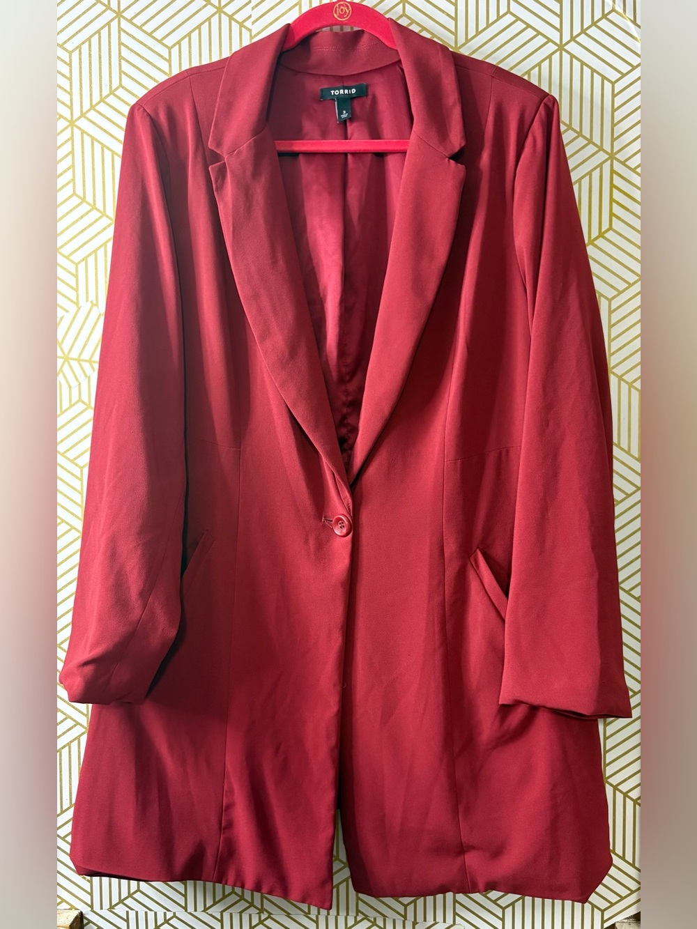 Torrid Red Longline Single-Button Blazer 3X 22/24